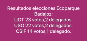Resultado electoral Ecoparque Badajoz